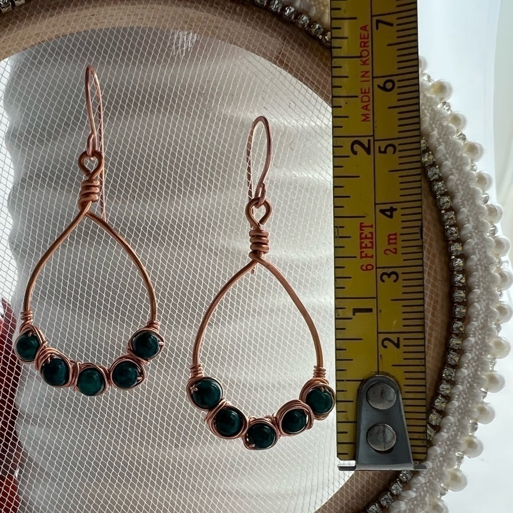 COPPER Beaded Teardrop Earrings - Picture 6 of 11